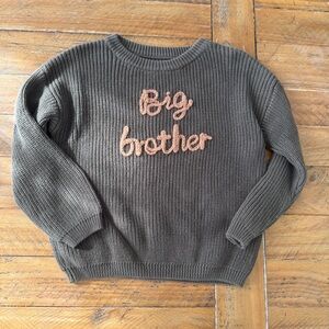 Boys Olive Sweater with Embroidered Text